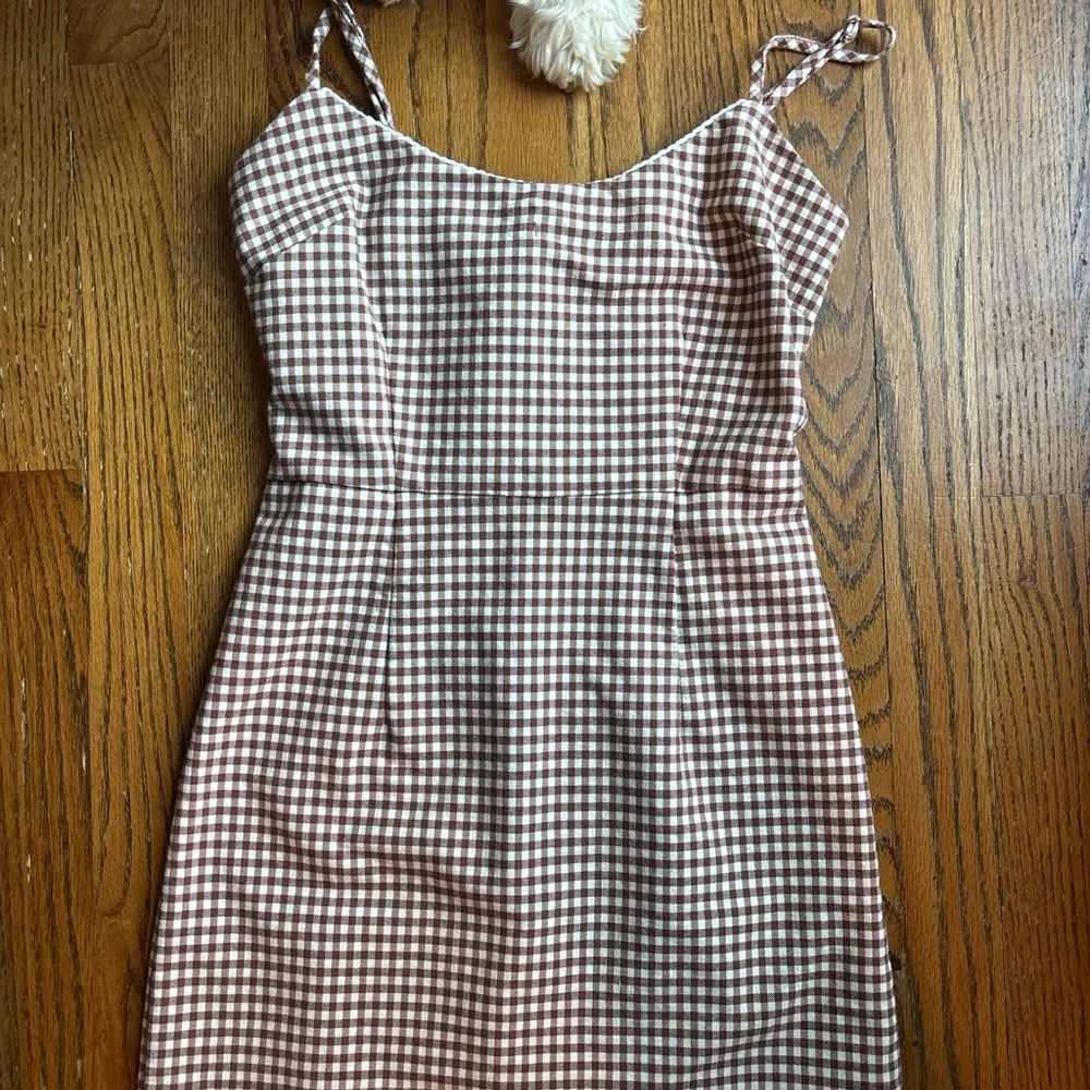 Urban Outfitters Brown Checkered Mini Dress